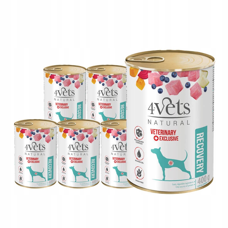 Mokra karma weterynaryjna dla psa rekonwalescenta 4Vets Natural Recovery – Zdrowie i regeneracja w każdej puszce
