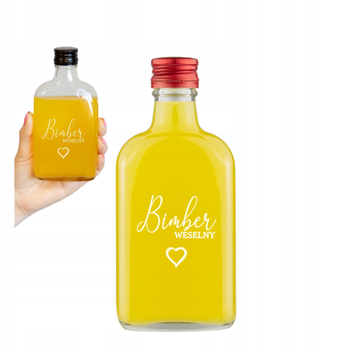 5x Butelka piersiówka 200ml z nadrukiem BIMBER WESELNY – Idealny prezent na wesele