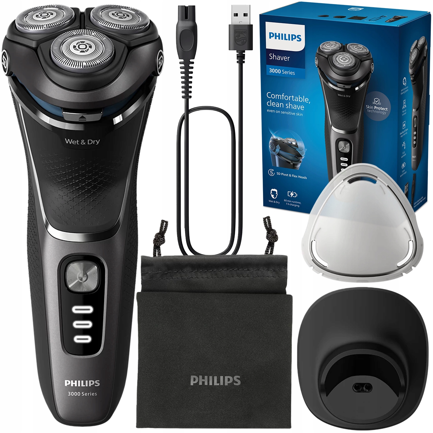 Golarka Philips Shaver 3000 Series S3344/13 – Komfortowe golenie na mokro i sucho