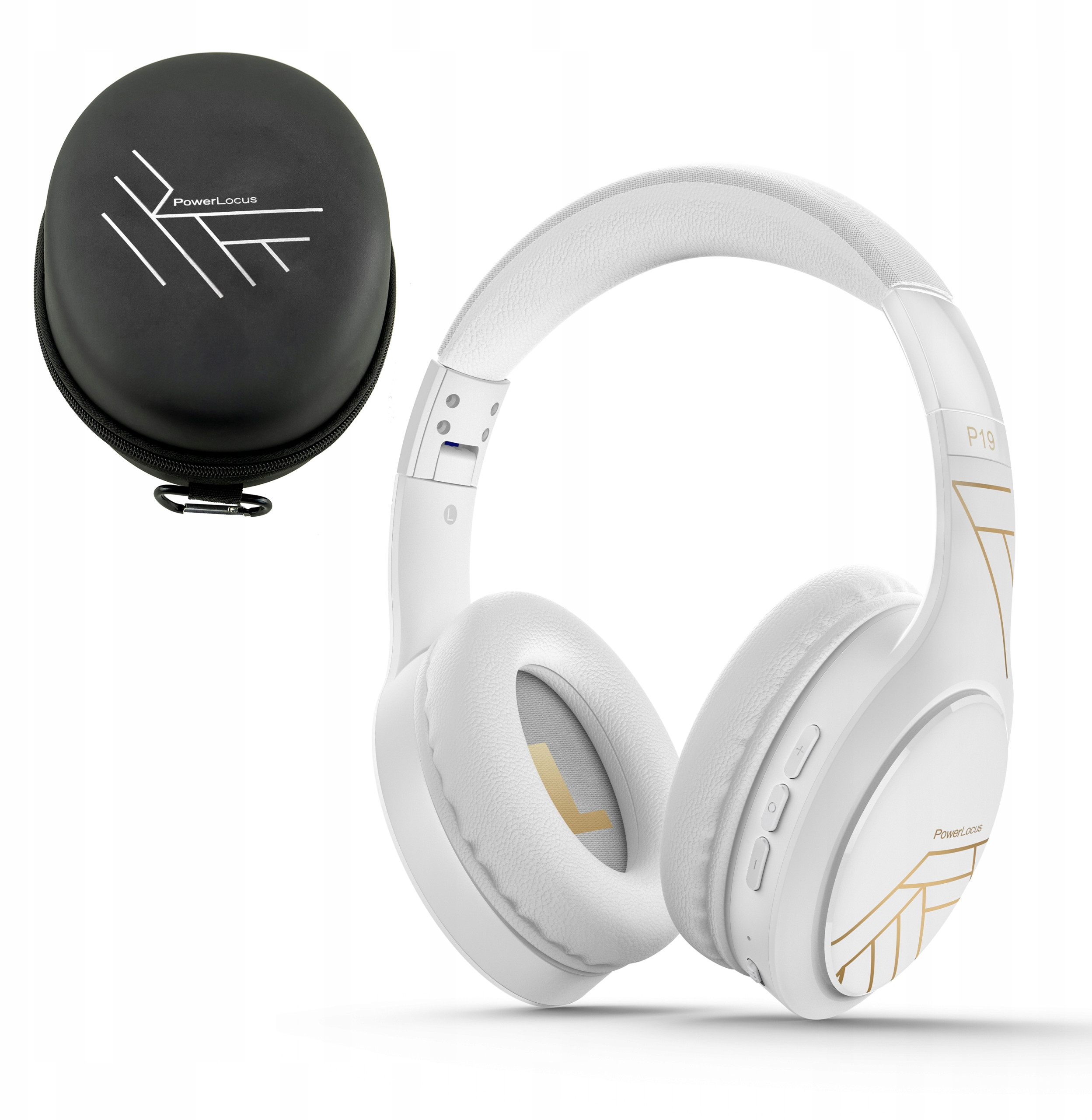 PowerLocus Słuchawki Bluetooth P19 – Bezprzewodowe Słuchawki Nauszne z Mikrofonem i Etui Premium