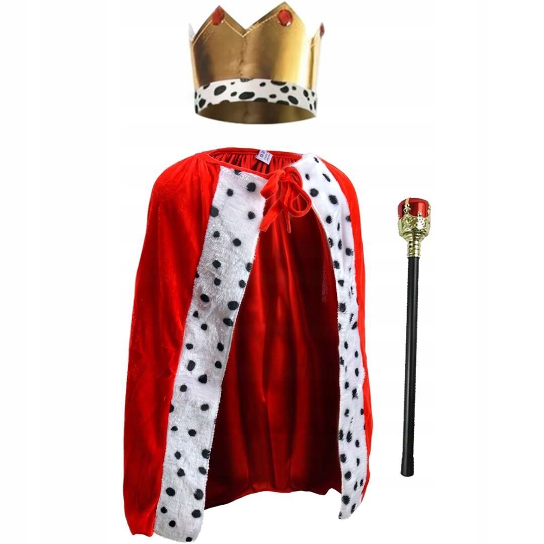 Zestaw królewski: peleryna, korona i berło