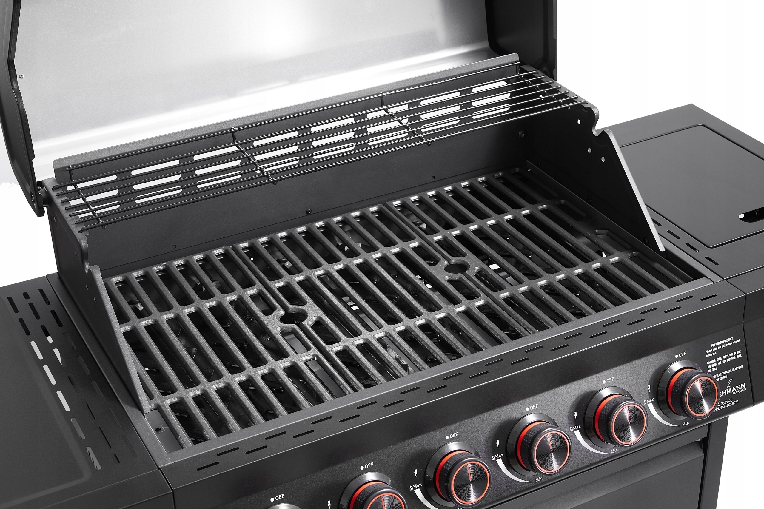 Grill gazowy Ogrodowy ŻELIWNY LEHMANN 6+1 nierdzewny 21 kW +szafka na butlę Długość rusztu 72 cm