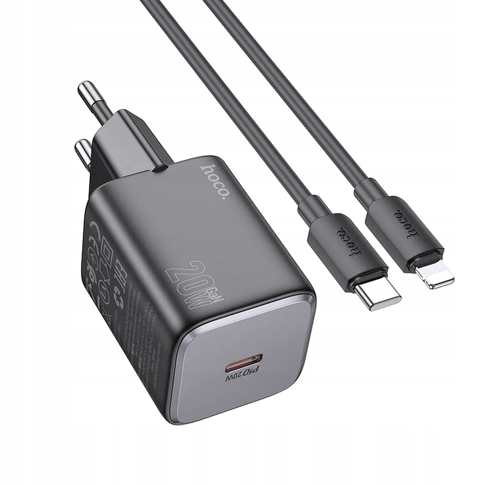 Ładowarka sieciowa HOCO Typ C + kabel Typ C do Lightning QC PD 20W – Szybkie ładowanie w zasięgu ręki