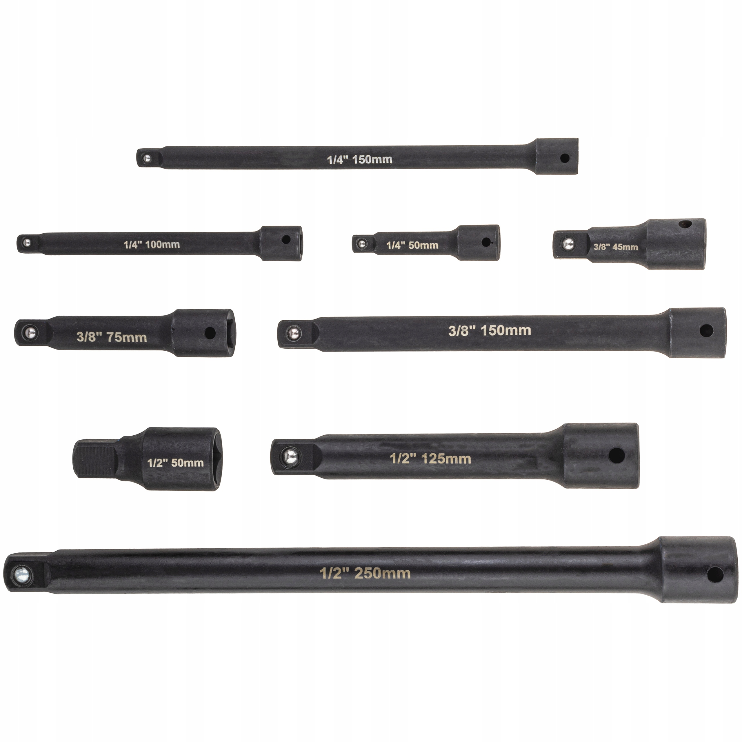 Zestaw Przedłużek Udarowych 1/4, 3/8, 1/2 – 9 Elementów SilverTools