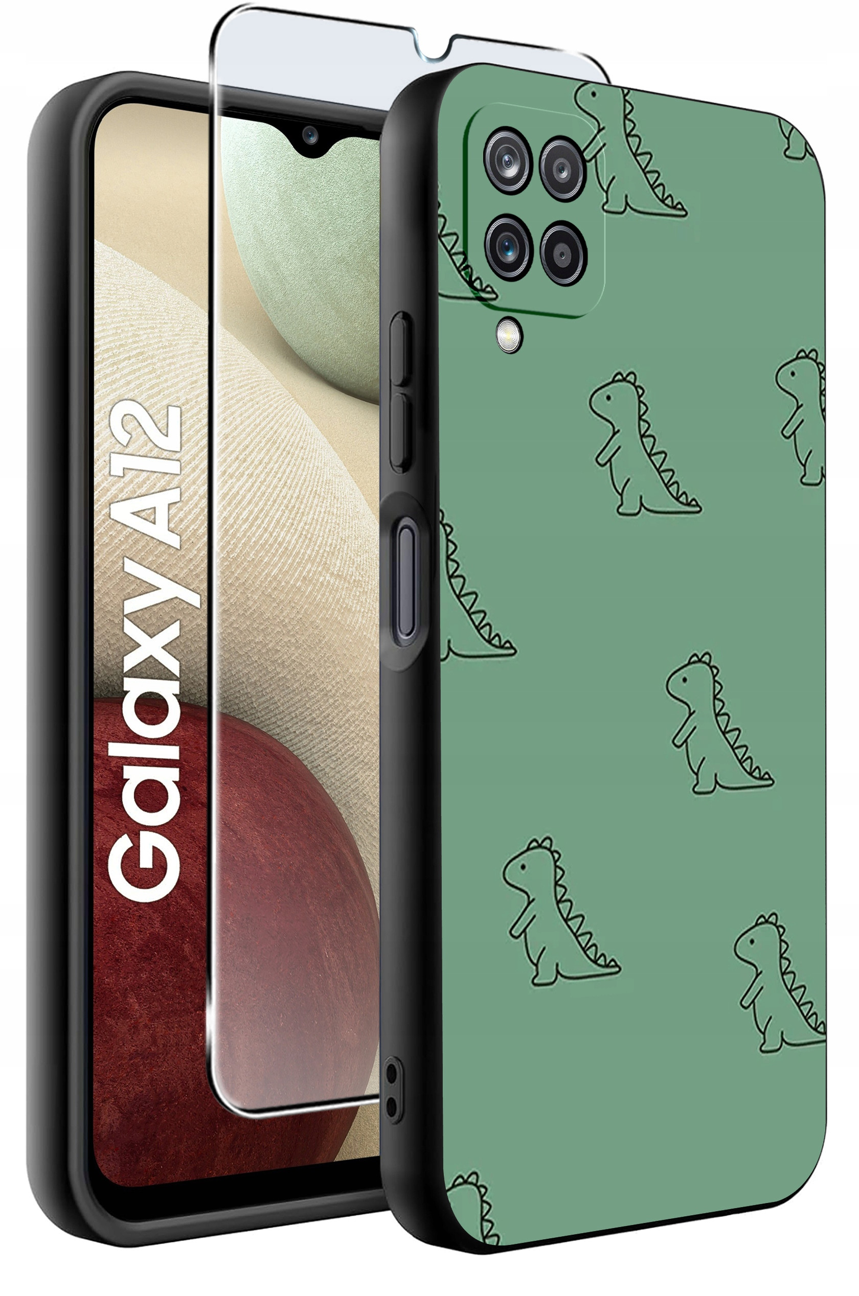 Etui do Samsung Galaxy A12 | M12 WZORY | SILIKONOWE MATT CASE + SZKŁO HARTOWANE 9H