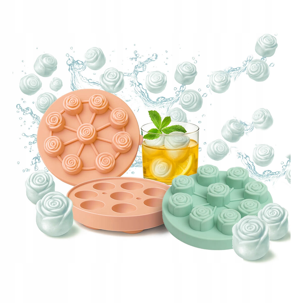 4x FORMA SILIKONOWA DO KOSTEK LODU RÓŻA – Twórz piękne lodowe dekoracje