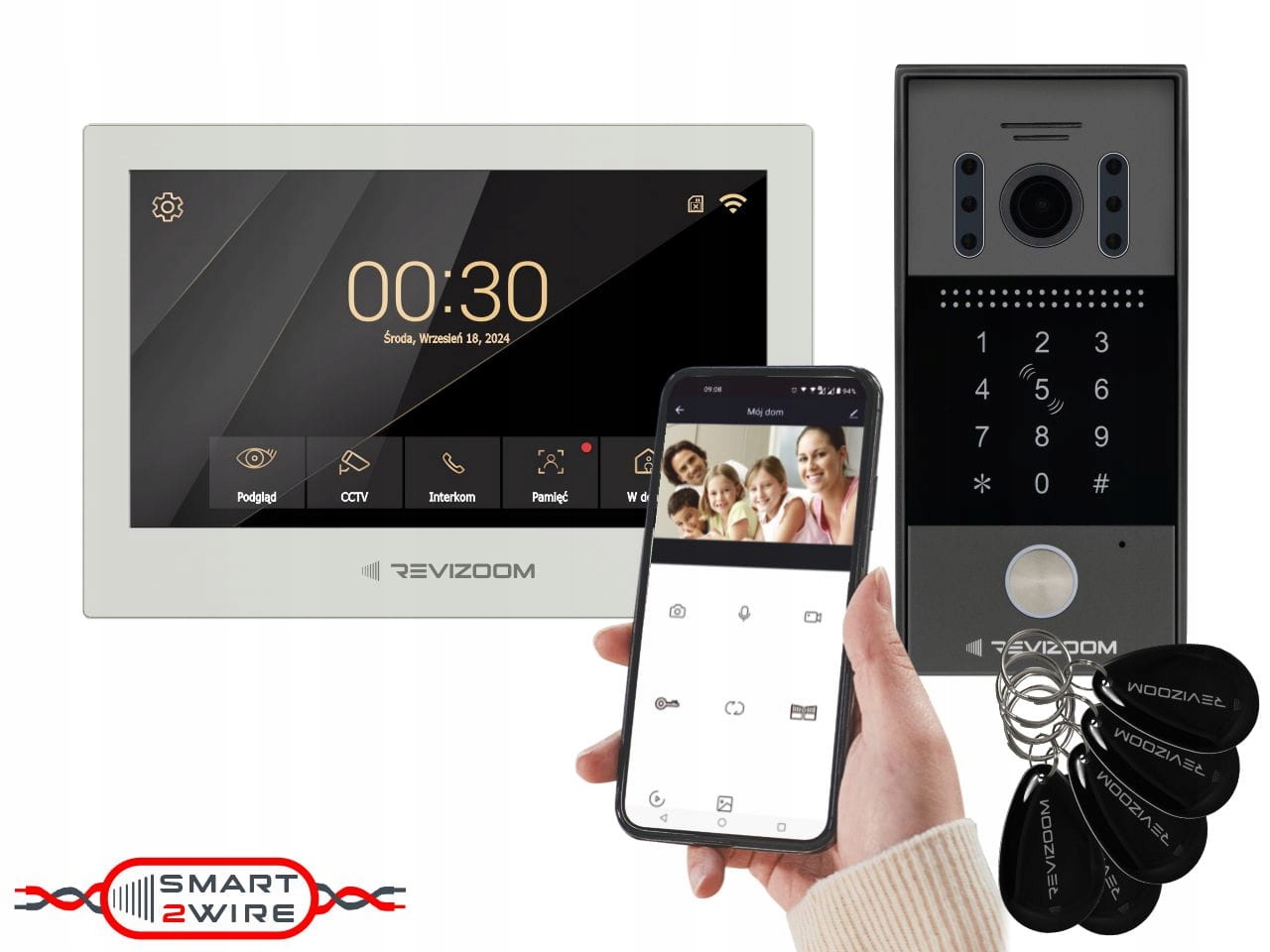 Wideodomofon REVIZOOM RM-T273HD WHITE/RC-212HD-CK1 – Nowoczesne rozwiązanie do komunikacji w Twoim domu