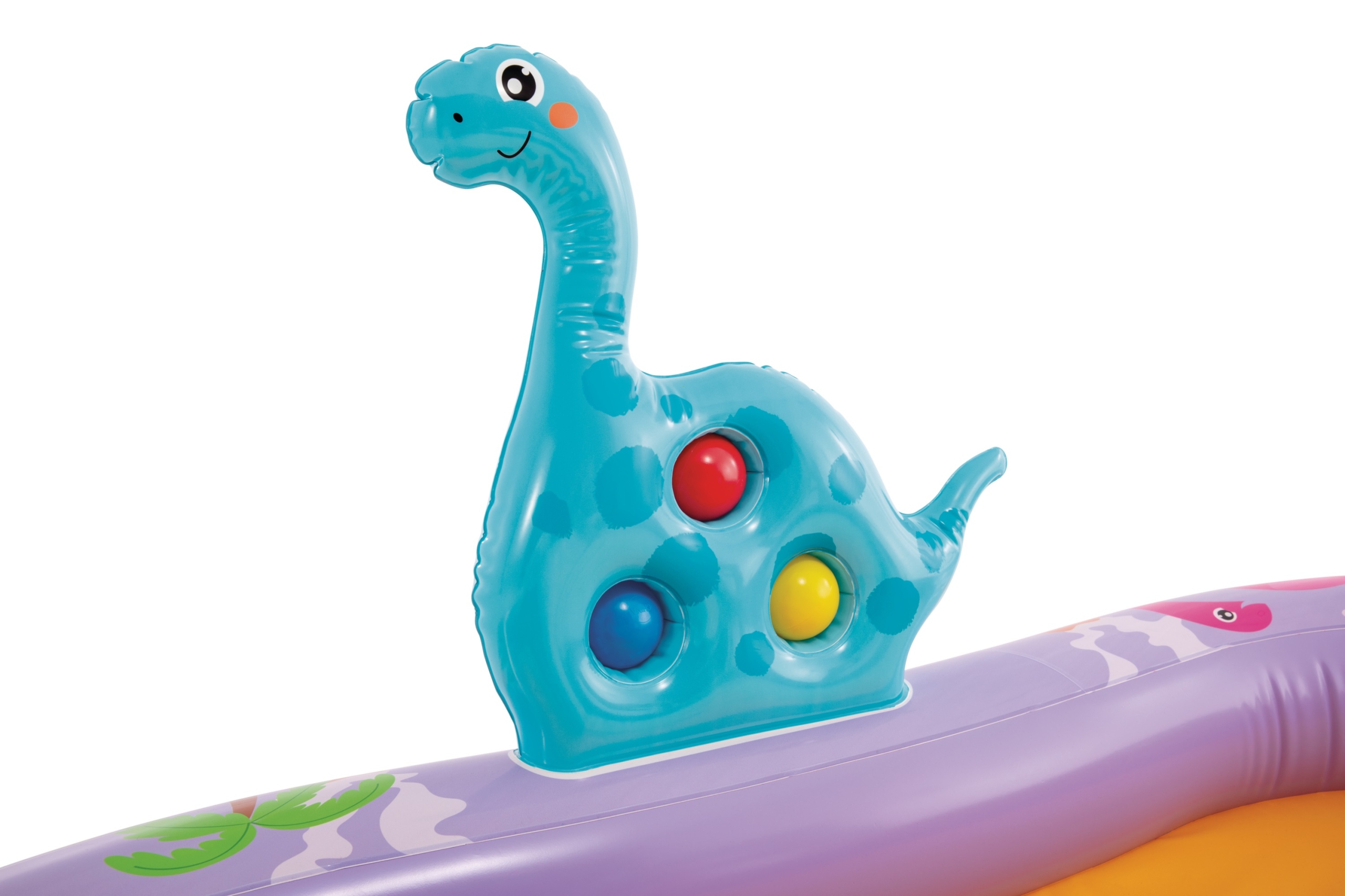 Interaktywny dinozaur z obręczą i fontanną wodną