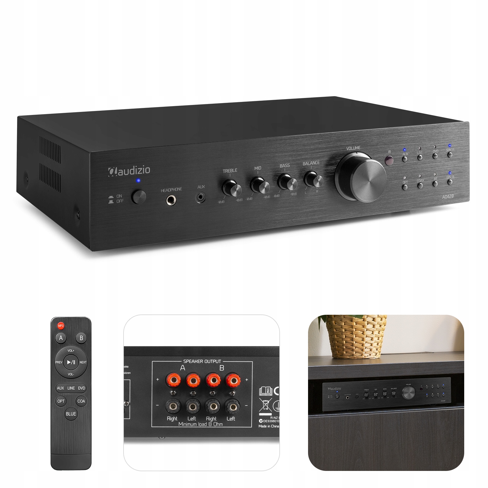 Wzmacniacz HiFi 4x 100W 8 Ohm AD420B Audizio – Doskonała jakość dźwięku