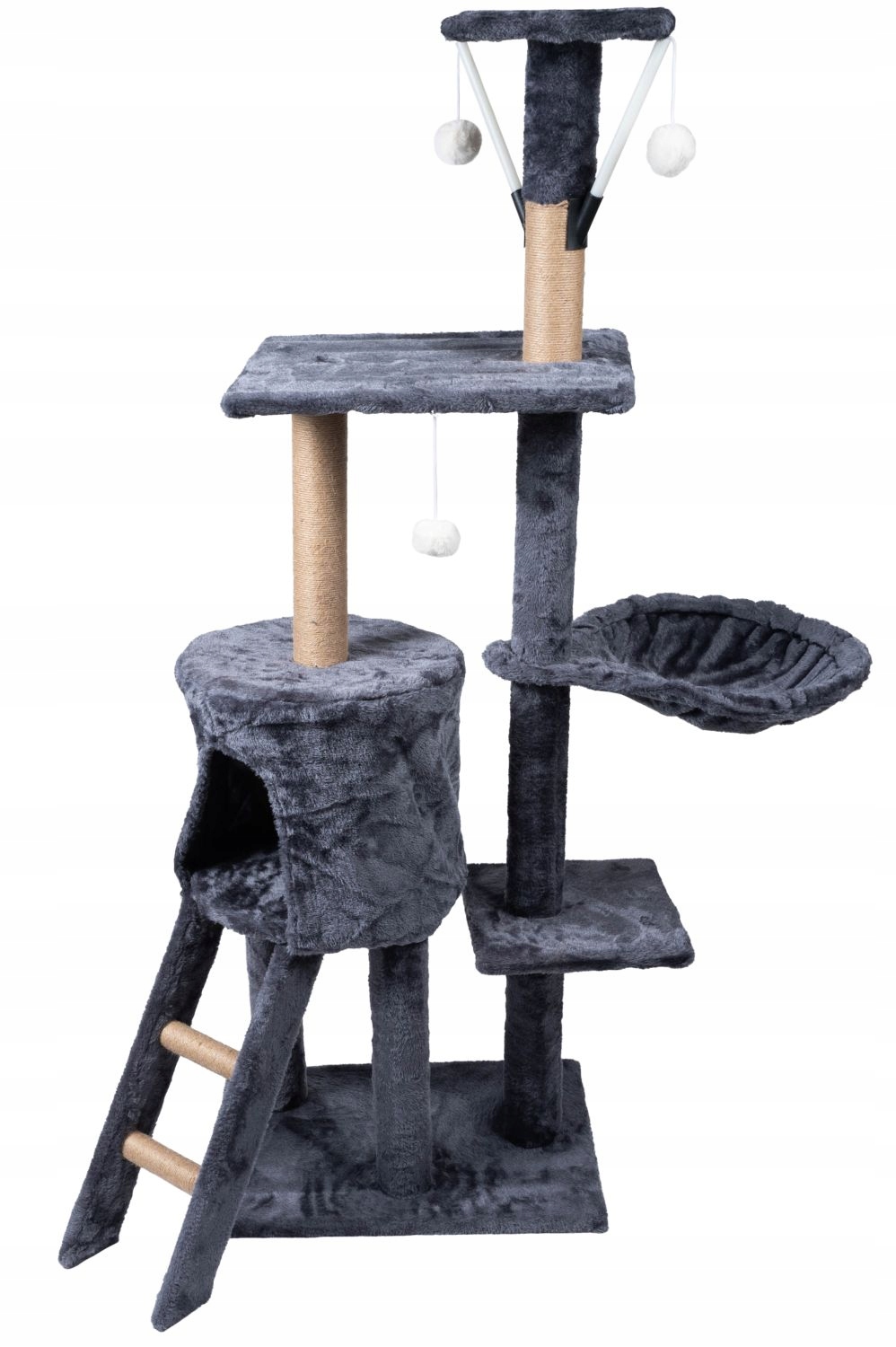 Drapak dla kota legowisko wieża domek drabinka 5 poziomów grafitowy – Idealne miejsce dla Twojego pupila