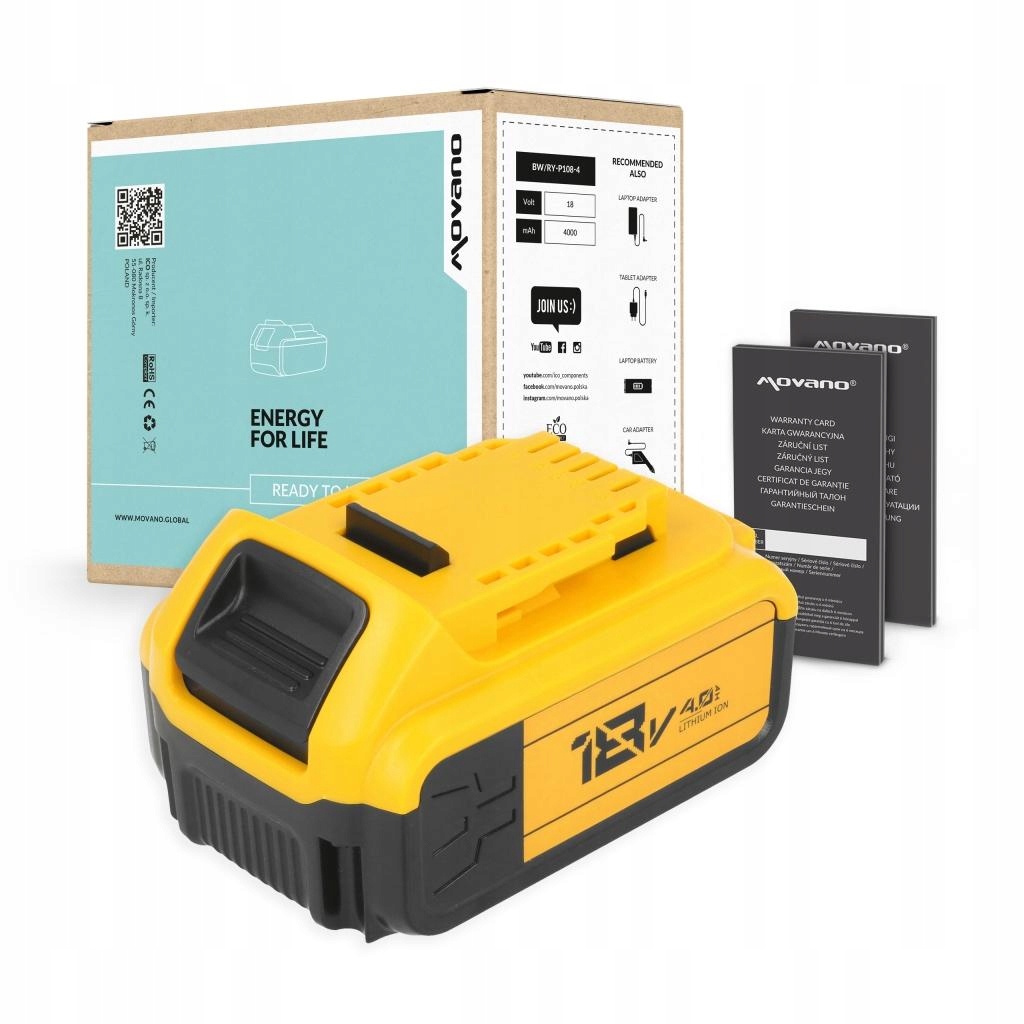 Bateria Movano do DeWalt DCB180, DCB200, DCB205 – Wydajność i niezawodność