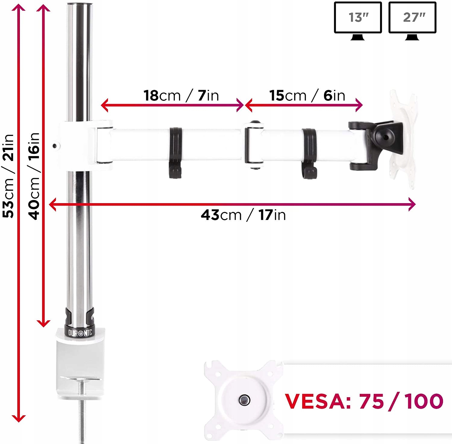Kompatybilność z monitorami VESA 75/100
