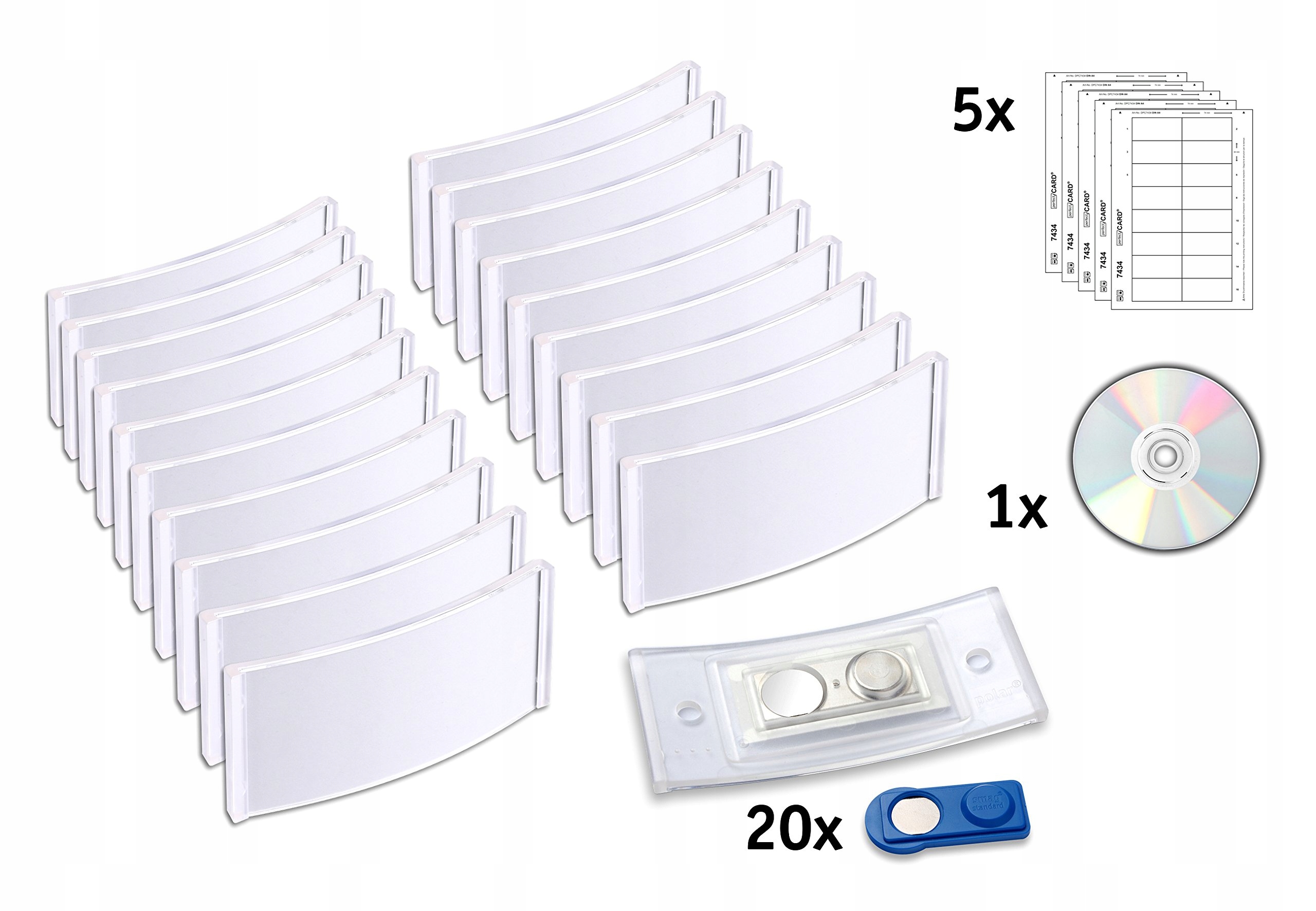 Zestaw 10 identyfikatorów z 32 wymiennymi wkładkami