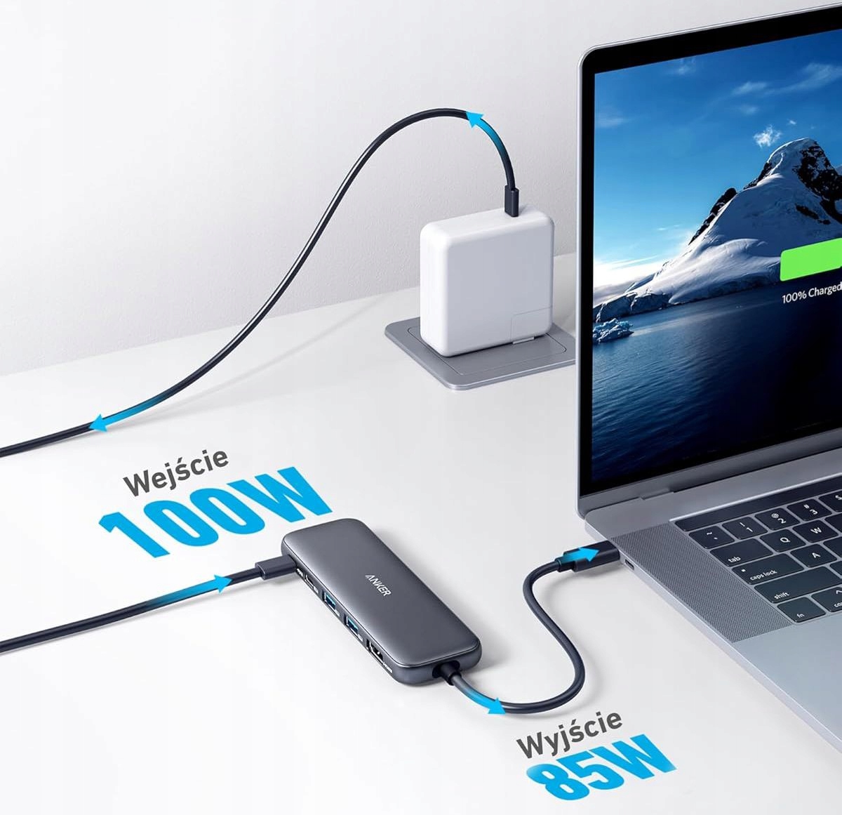 Zasilanie przelotowe do 100 W – Ładuj i pracuj jednocześnie