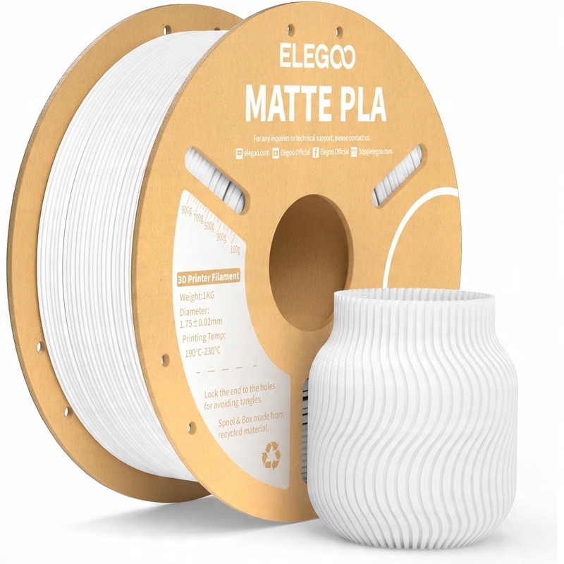 Filament PLA Matte ELEGOO (Biały) – Idealny wybór do druku 3D