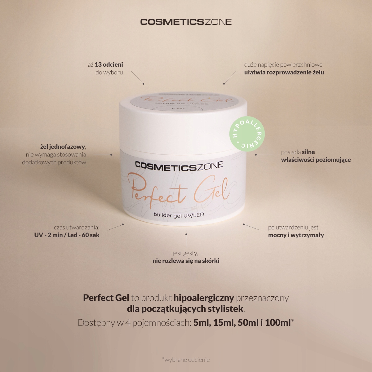 ŻEL DO PAZNOKCI UV LED PRZEZROCZYSTY – CLEAR 50ML Marka Cosmetics Zone