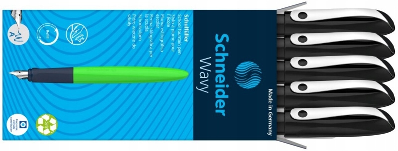 Pióro wieczne SCHNEIDER Wavy, A, czarne – Idealne do nauki pisania