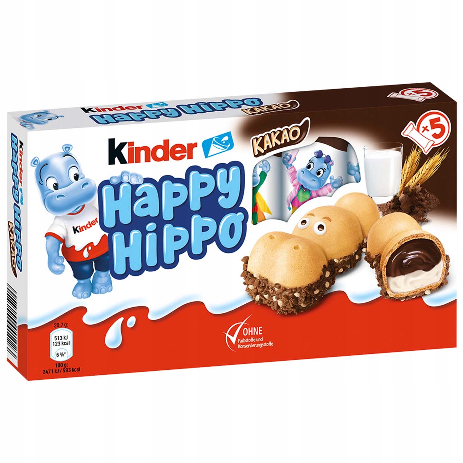 Kinder Happy Hippo Kakao 5 szt. – Słodka przyjemność w kształcie hipopotama