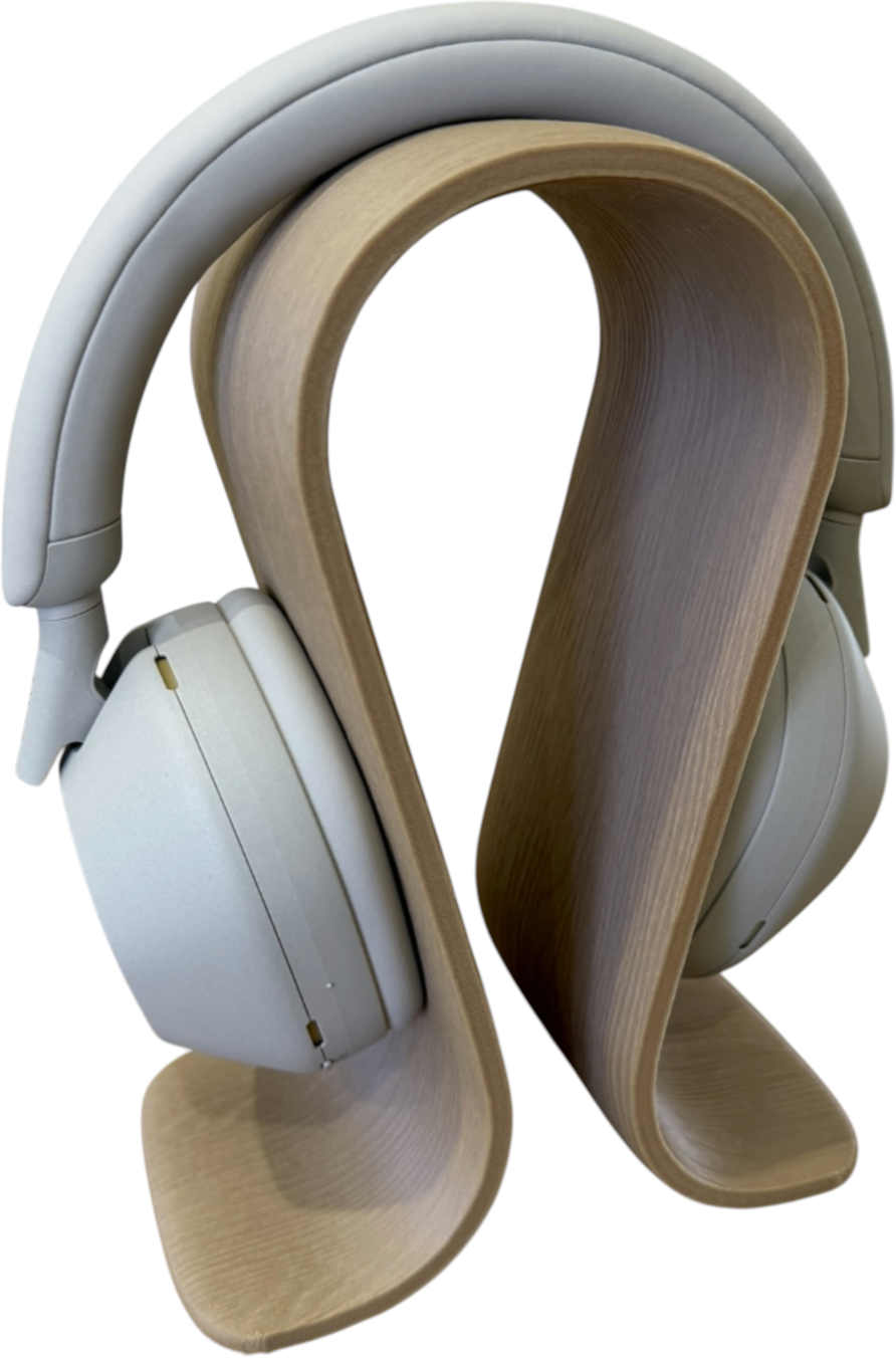 Uchwyt na słuchawki Omega – Elegancki stojak na biurko w stylu drewna