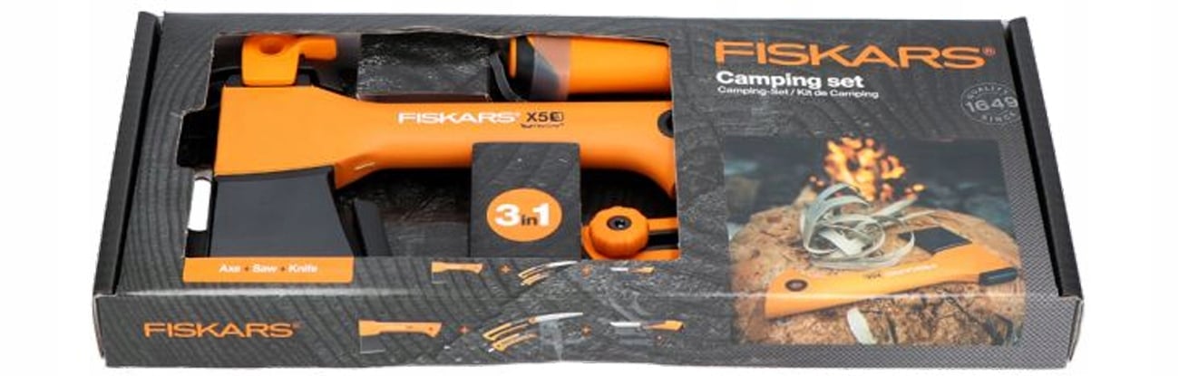 Fiskars FISKARS SIEKIERA TOPOREK X5 - XXS + NÓŻ + PIŁA – Idealny zestaw do kempingu