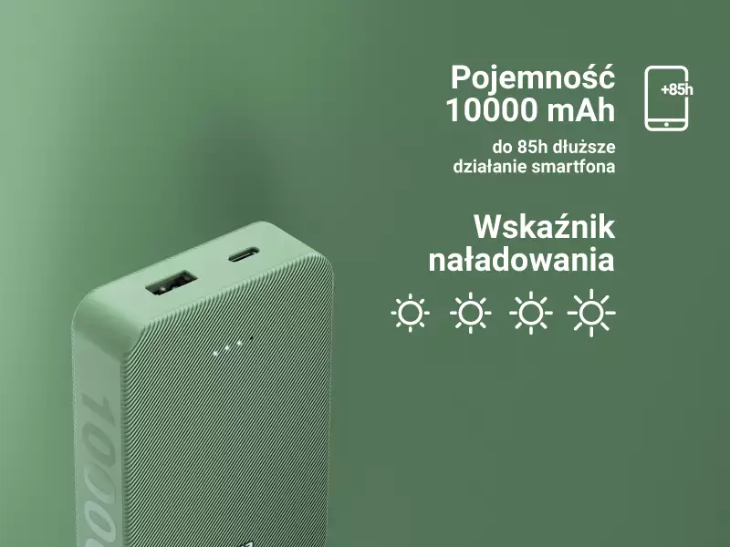 Wyświetlacz LED pokazujący poziom naładowania w czterech poziomach