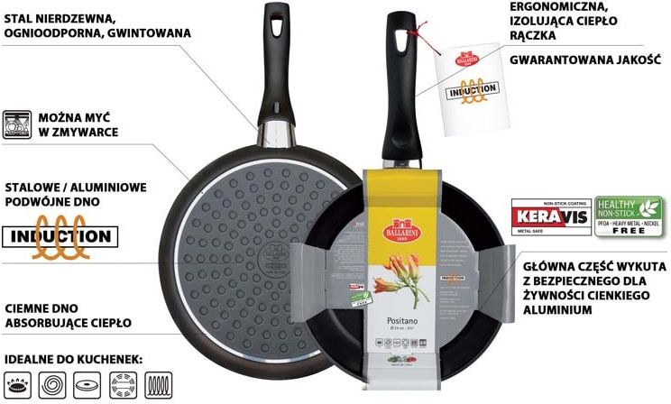 Non-stick pan POSITANO 24 cm, black, aluminium, Ballarini