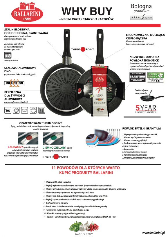Dlaczego warto kupić indukcyjną patelnię granitową Ballarini BOLOGNA GRANITIUM?