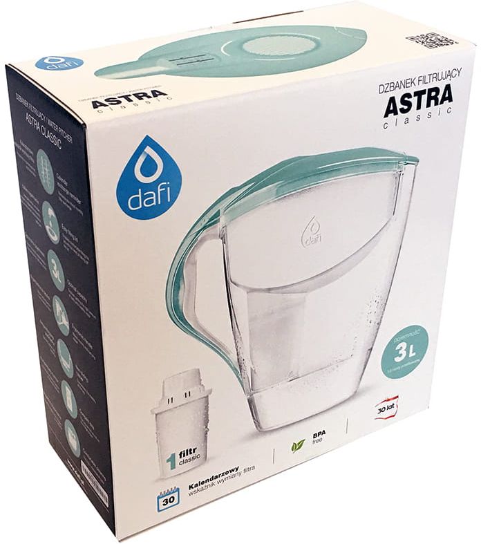 Dzbanek z filtrem Astra Classic i opakowanie Dzbanek z filtrem Astra Classic w opakowaniu