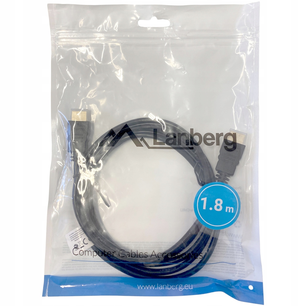 Kabel Lanberg CA-HDMI-11CC-0018-BK HDMI - HDMI 1,8 m – Wysoka jakość połączeń