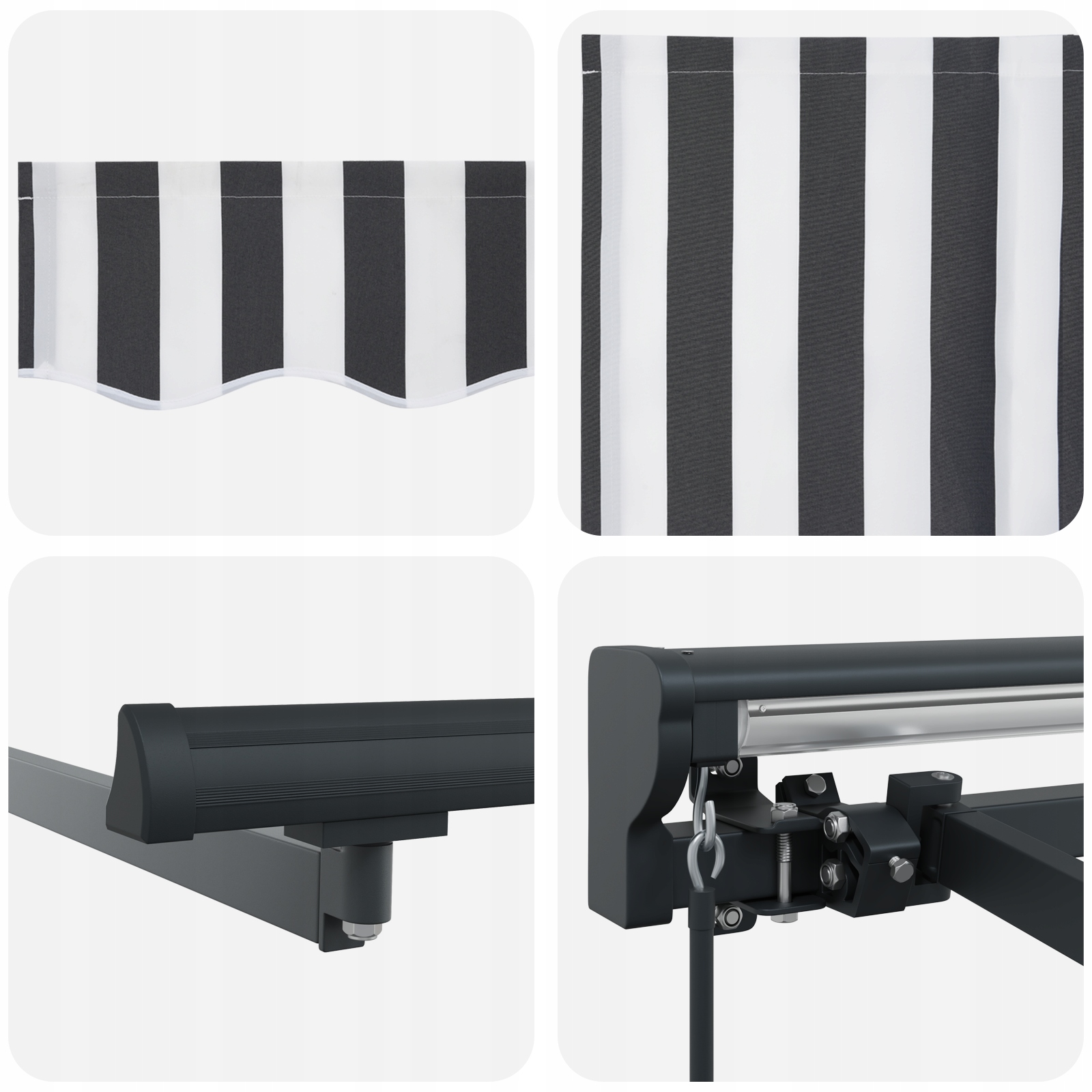 Stylowy design w paski antracytowo-białe