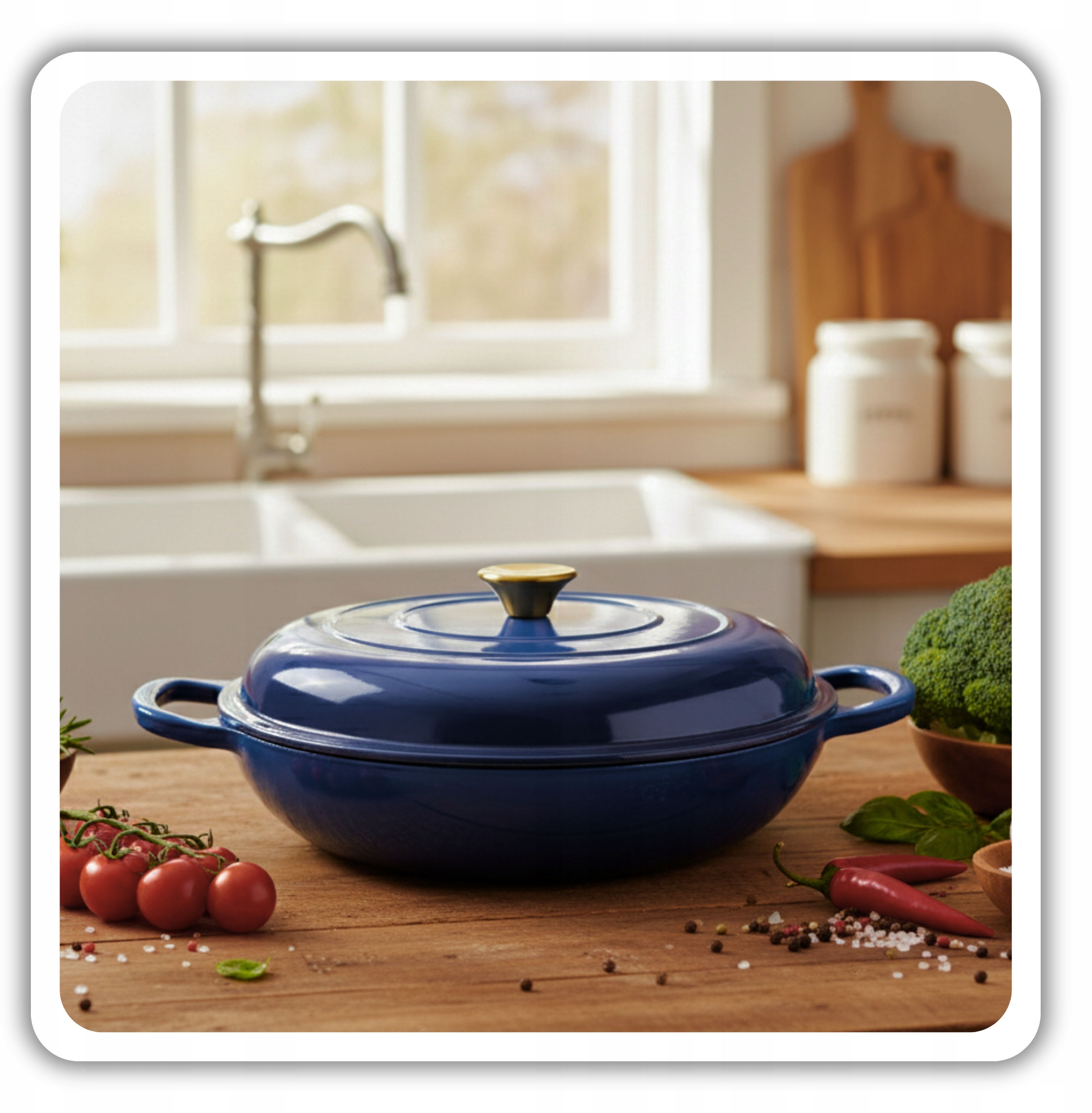 Emaliowany Garnek Żeliwny Płaski 30cm 3L HAGE – Idealny do Twojej Kuchni