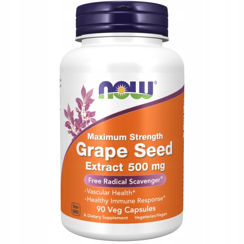 NOW FOODS Ekstrakt z Nasion Winogron Maksymalna Siła 500 mg – wsparcie zdrowia