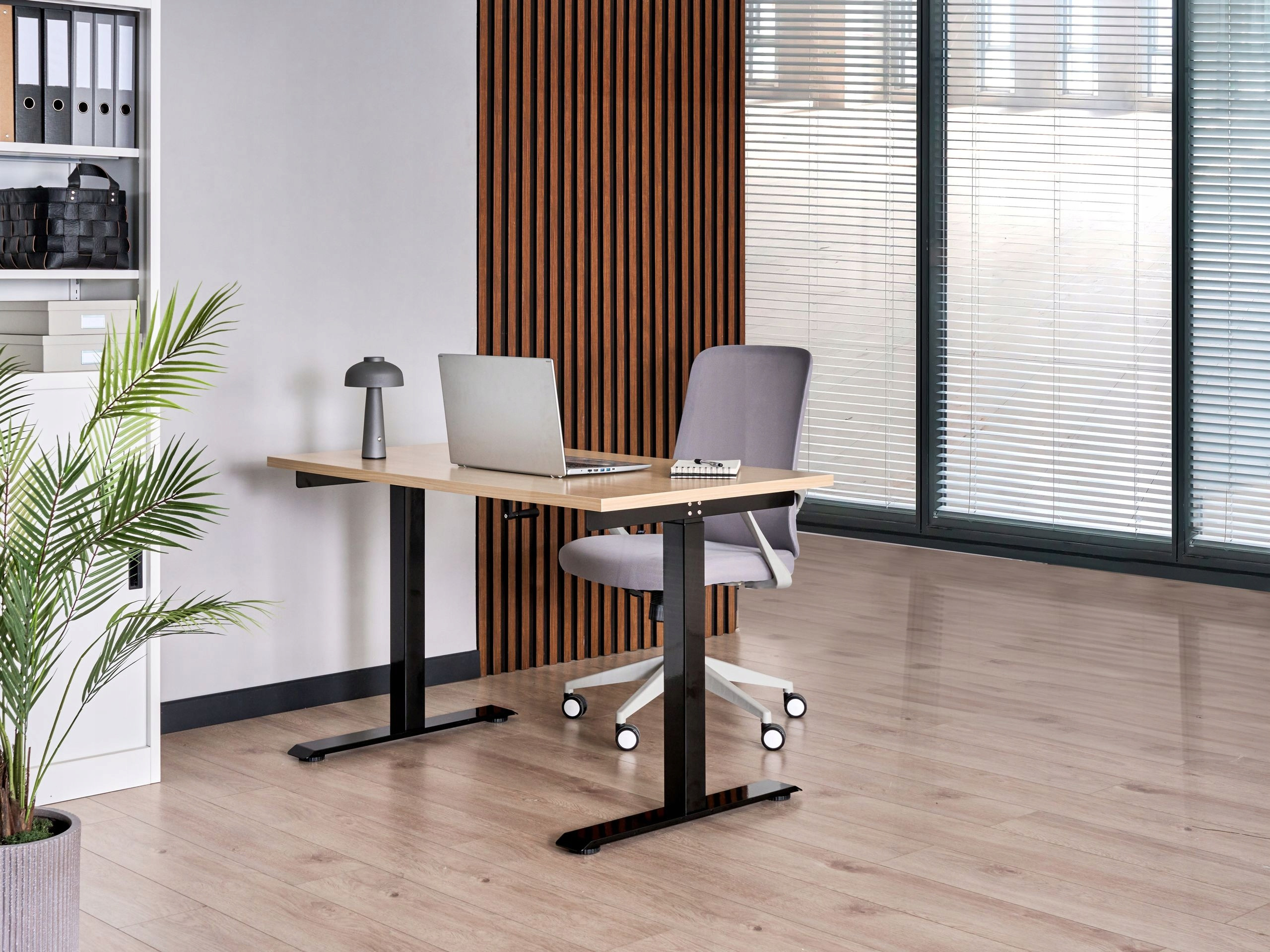 Biurko regulowane manualnie DESTINES Czarny/ jasny brąz 120 cm 60 cm – Idealne do Twojego biura