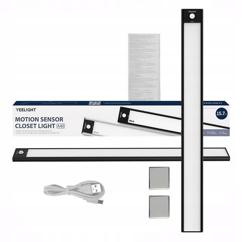 Lampka do szafy z czujnikiem ruchu Yeelight Closet Light 40cm (Czarna) 4000K – Nowoczesne oświetlenie dla Twojej przestrzeni