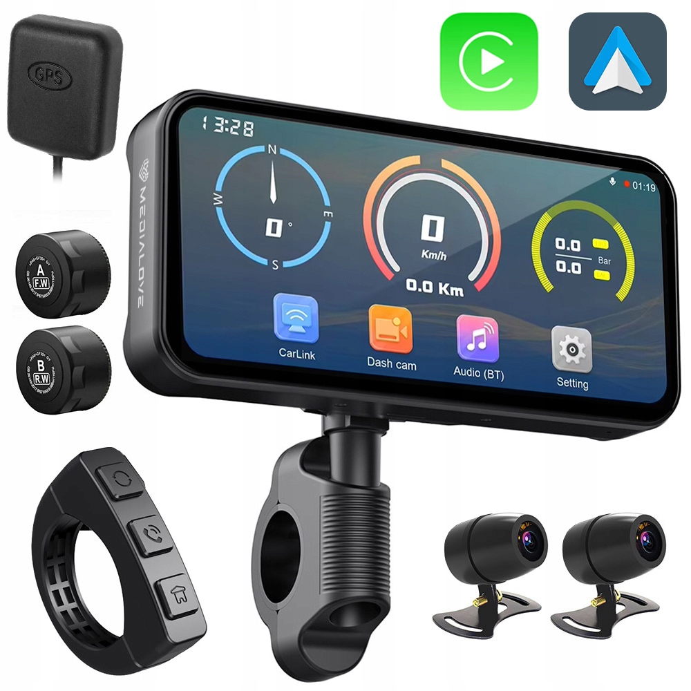 Ekran motocyklowy Medialove F89 6,25'' – Nowoczesna nawigacja z kamerami