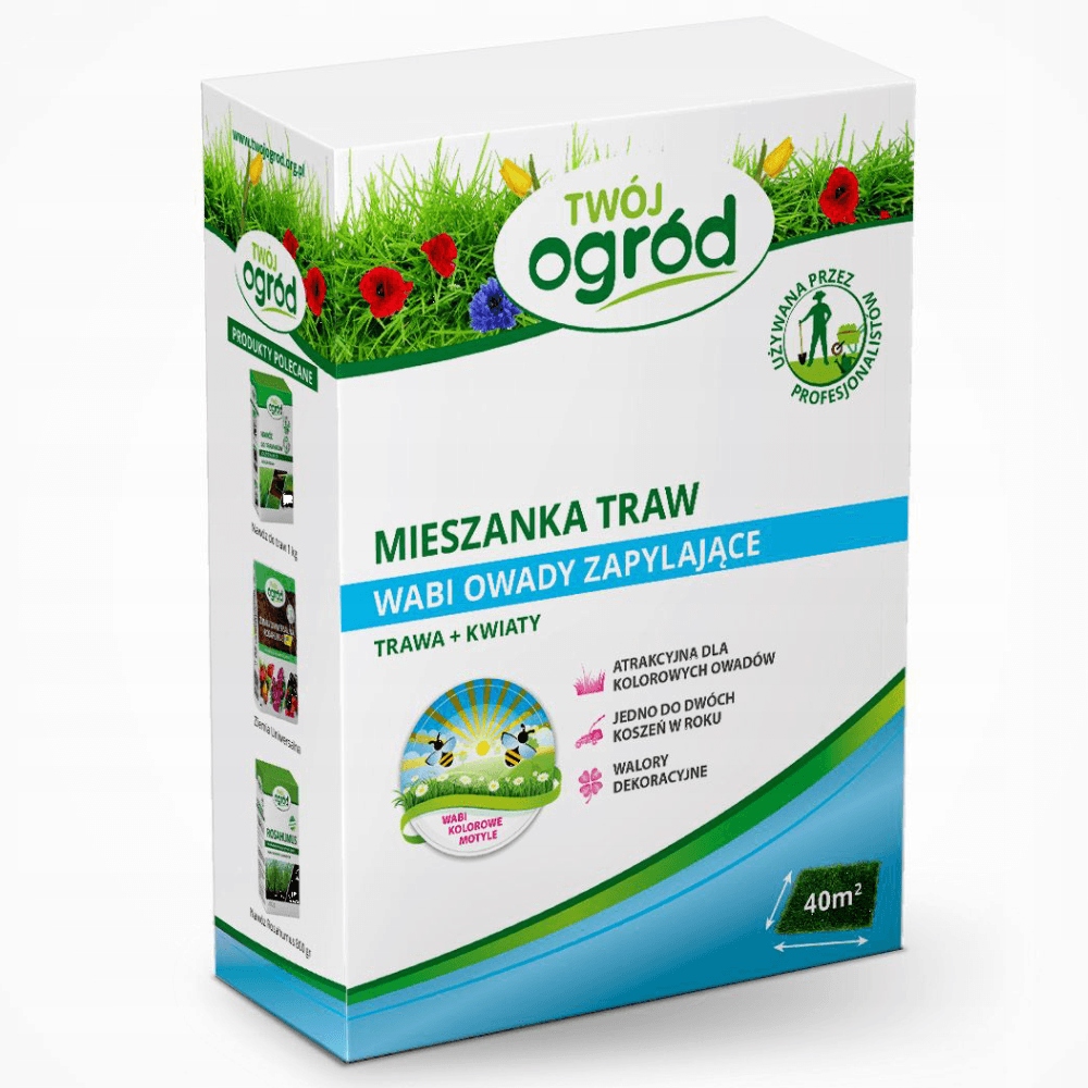 Nasiona trawy i kwiatów Twój Ogród Wabi Owady Zapylające Trawa + Kwiaty 0.5kg na 40m2 – Stwórz piękny ogród