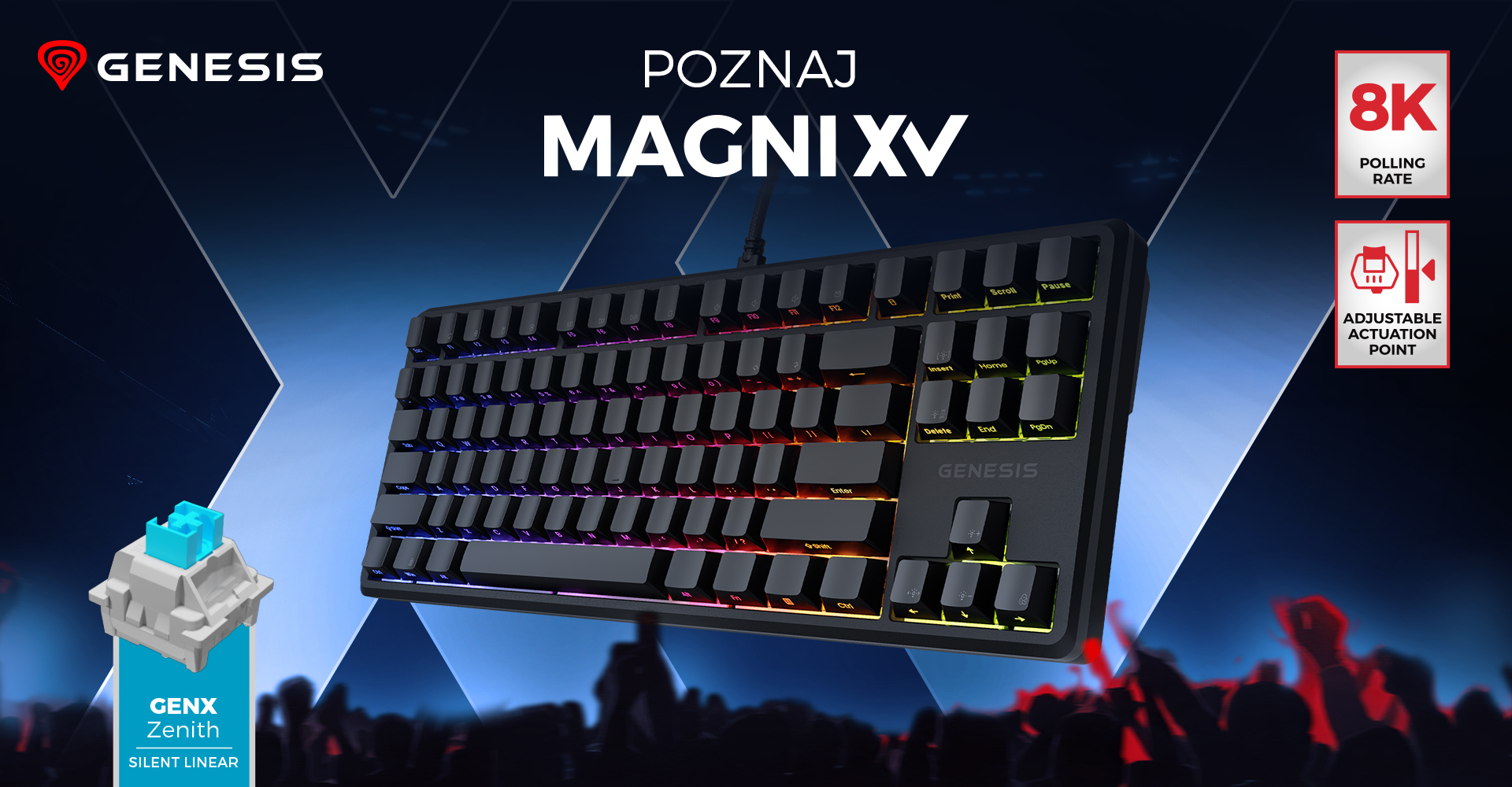 Klawiatura mechaniczna z personalizowanym podświetleniem i kablem do gier.
