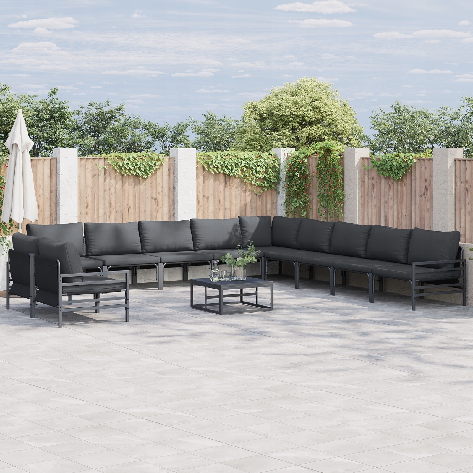 Zestaw sof na ogród 11 pcs antracyt stal – Idealne do relaksu i spotkań