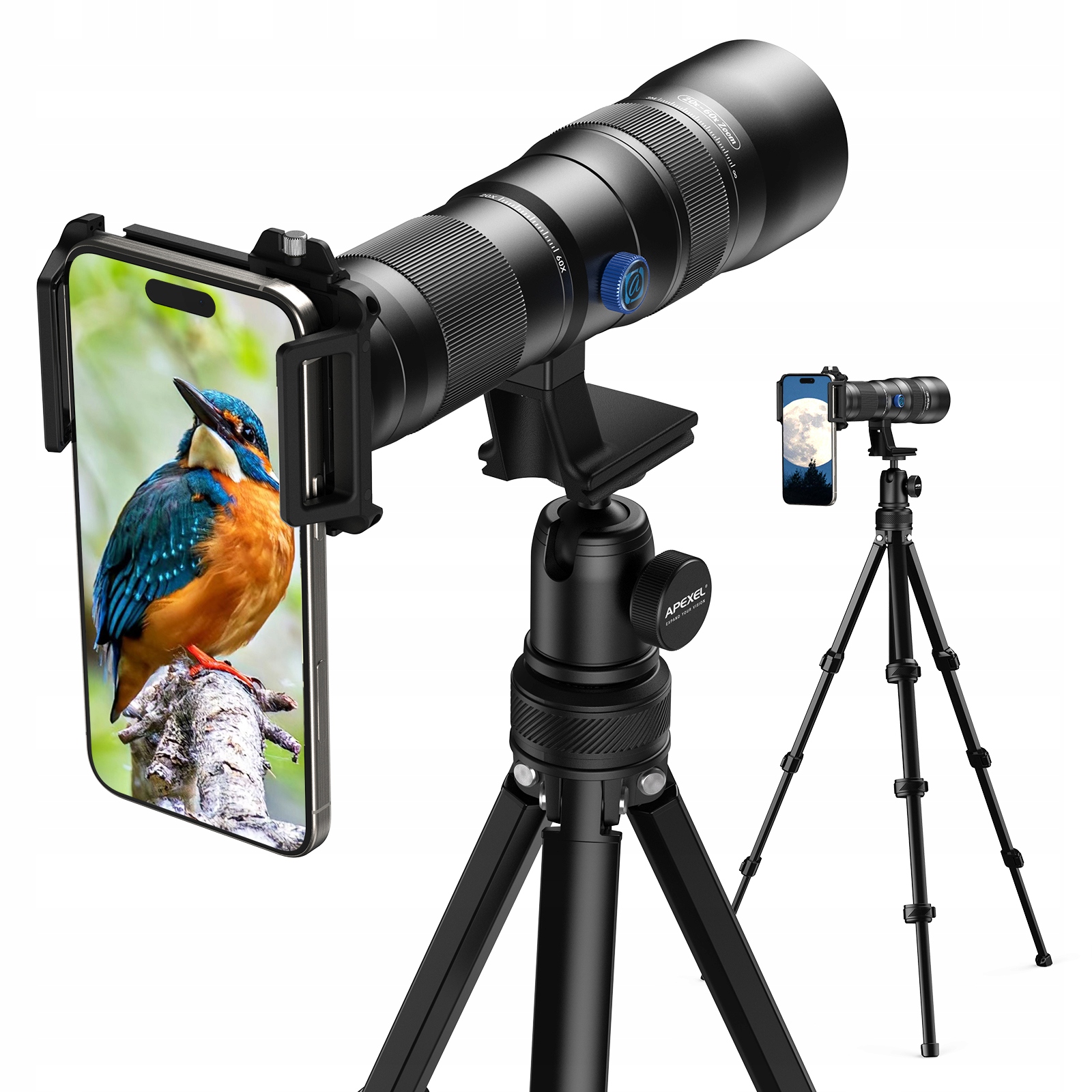 Obiektyw Tele Zoom Focus Optyczny 20-60x + Statyw Telefon Smartfon Apl-20-60xjj029 – Uchwyć każdy detal