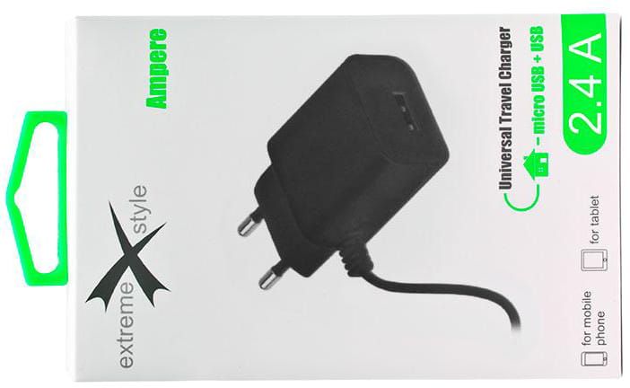 Ładowarka micro USB + USB 2.4A eXtreme w opakowaniu Ładowarka micro USB + USB 2.4A eXtreme w opakowaniu