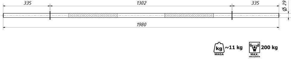 Gryf prosty wzmocniony fi30mm 198 cm - Marbo Sport