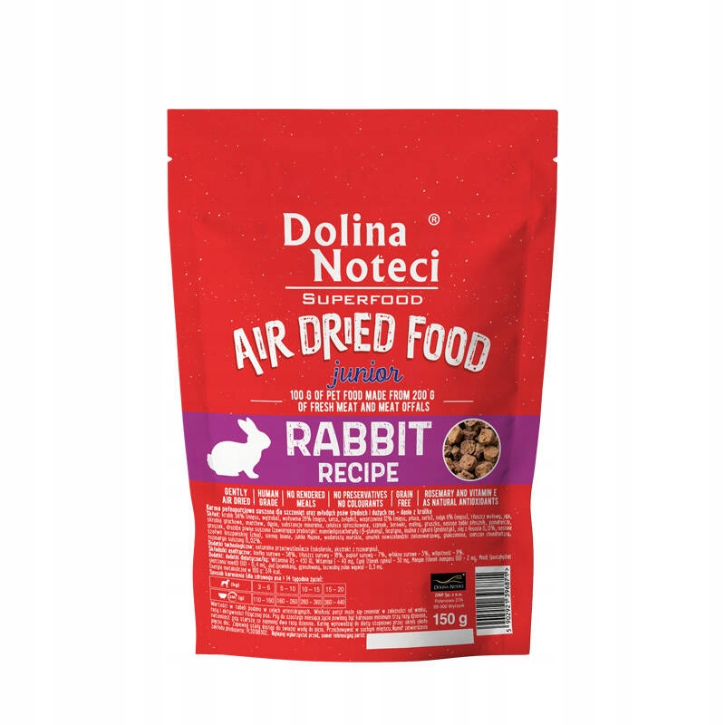Dolina Noteci Superfood danie z królika Junior karma suszona dla psa 150 g – Pełnowartościowe odżywianie dla szczeniaków