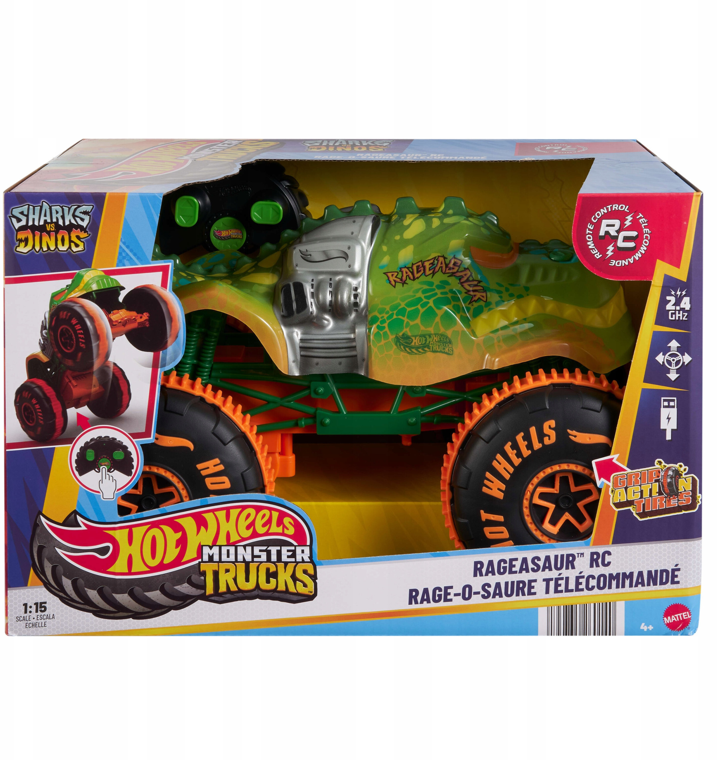 HW Monster Truck RC 1:15 Rageasaur – Zdalnie sterowany pojazd dla małych kierowców