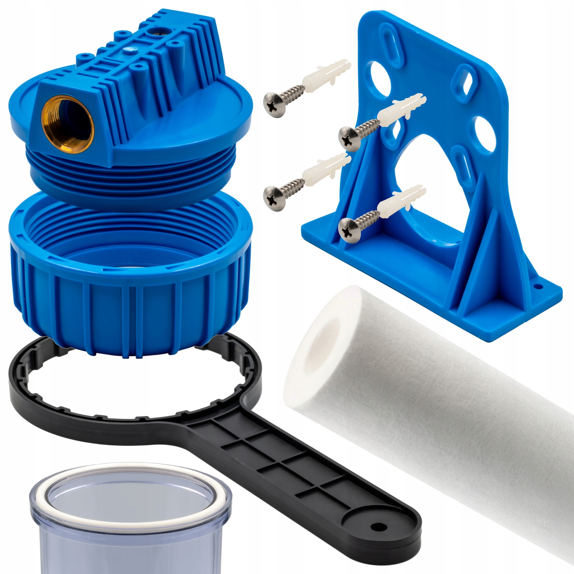 Zestaw: Korpus narurowy 3/4’’ kompletny z kluczem, płytką i wkładem PS10 – Idealne rozwiązanie do filtracji wody