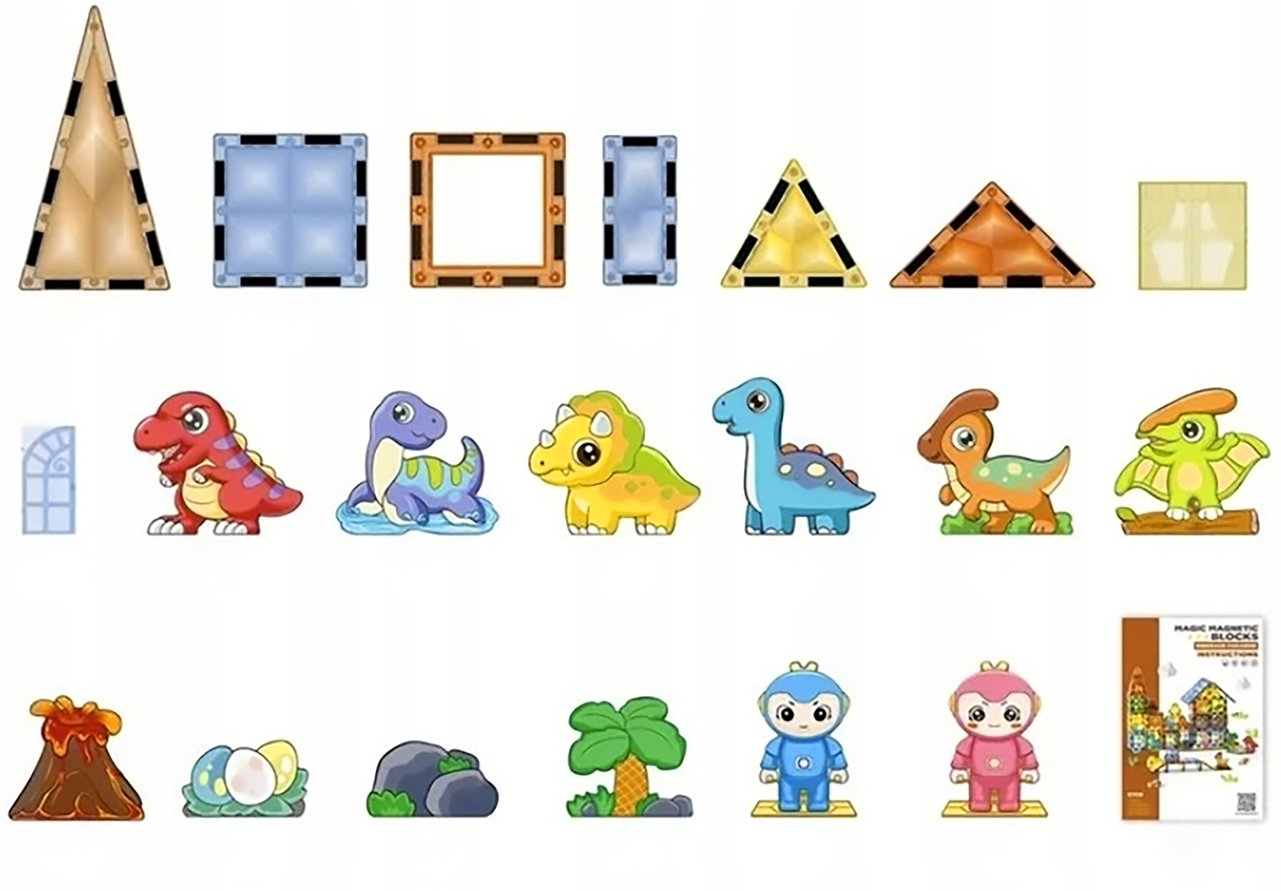 Konstrukcyjne Klocki Magnetyczne PARK DINOZAURÓW 90 El. – Kreatywna zabawa dla małych budowniczych