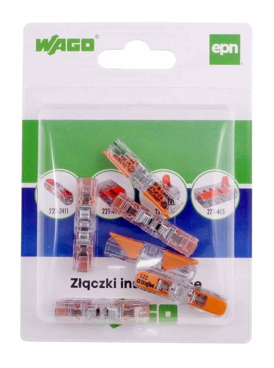 Wago PRZELOTOWA KOSTKA ELEKTRYCZNA WAGO-221-2411 – Niezawodne połączenie przewodów