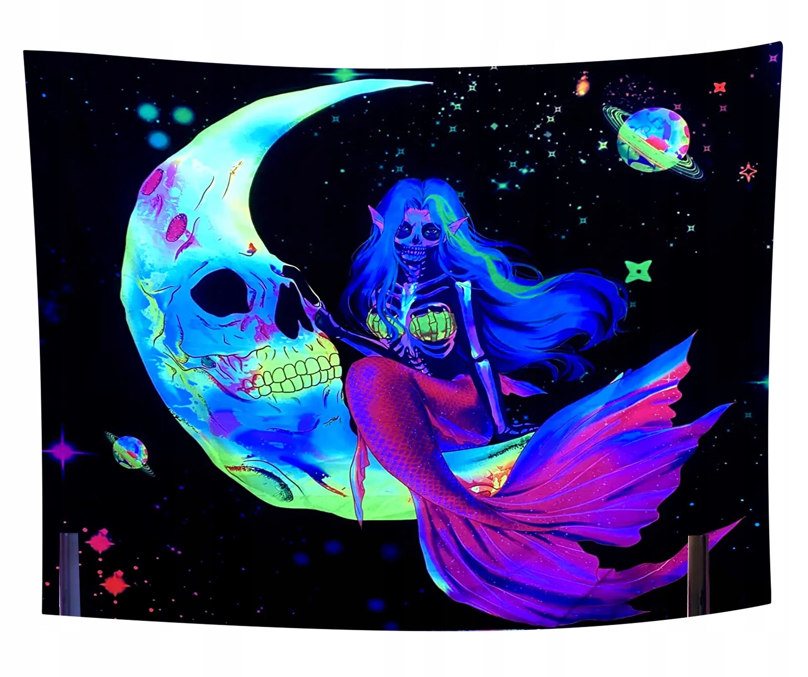 Dekoracja ŚCIENNA UV OBRAZ Fluorescencyjny GOBELIN ODBLASK 150cm XL Księżyc
