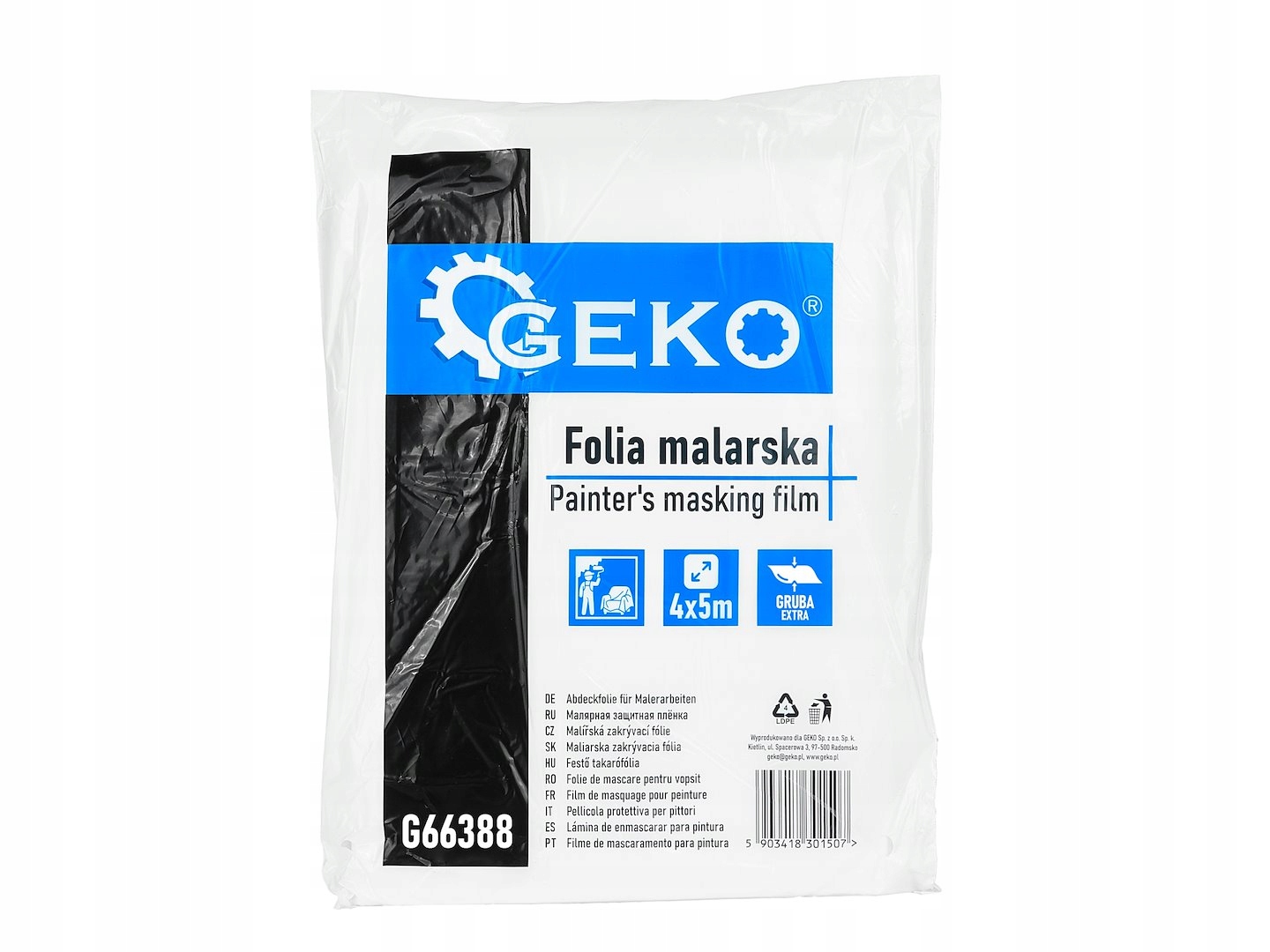 Folia malarska Geko 4x5m / gruba-extra (20) – Idealne zabezpieczenie dla Twojego projektu