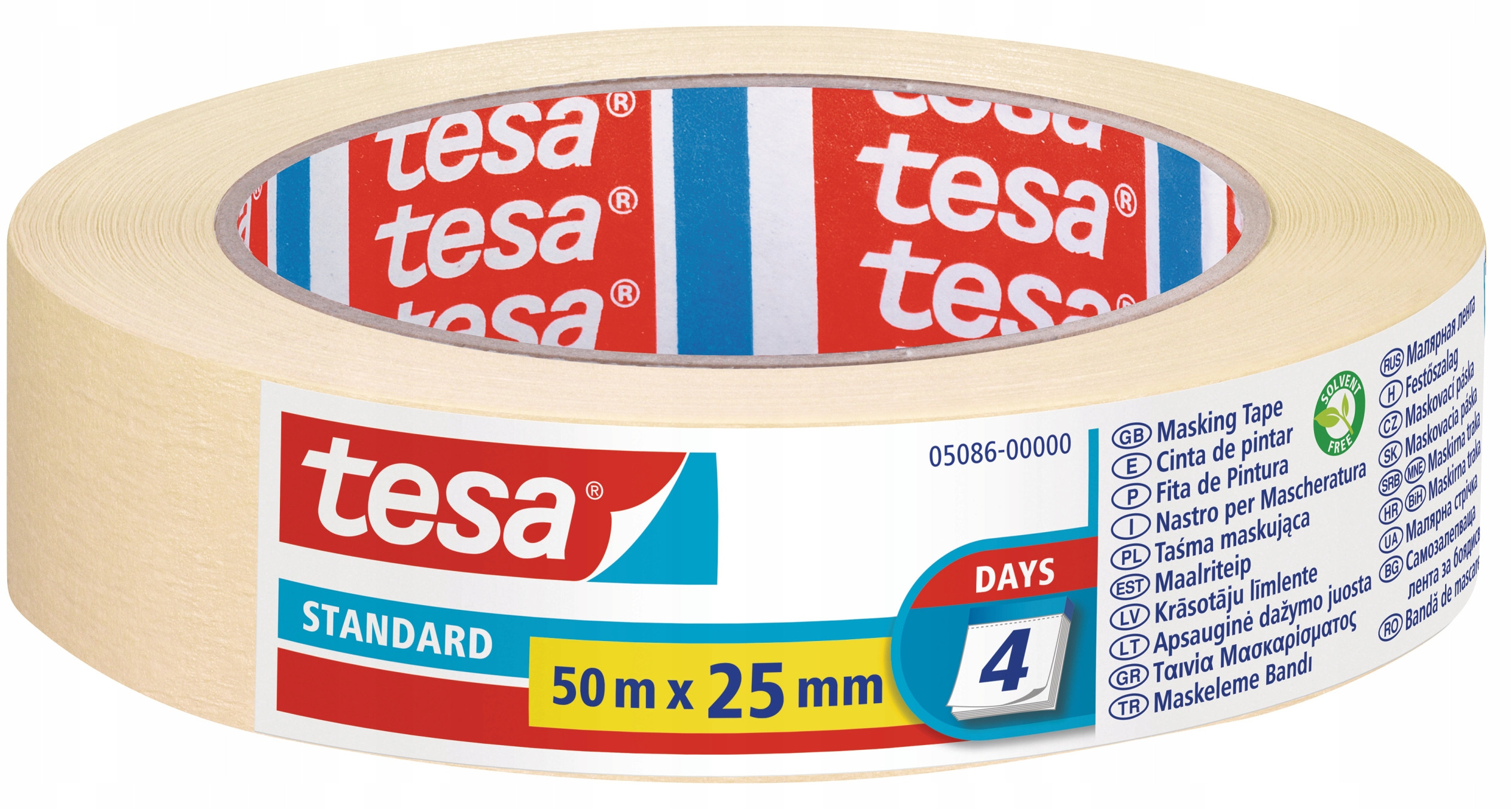 Tesa Taśma Maskująca Standard 50 m x 25 mm – Idealna do remontów