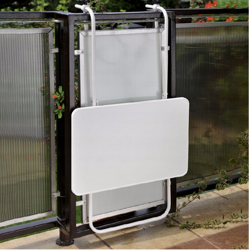 Kadax Stół Stolik Balkonowy Składany Wiszący Metal Biały – Idealne rozwiązanie dla małych balkonów